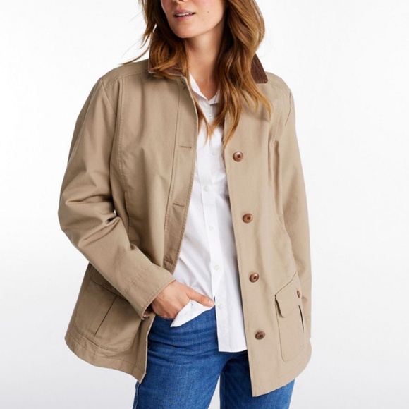 L.L. Bean Women's Adirondack Flannel-Lined Barn Coat in Dark Khaki, Size XS - Picture 5 of 15